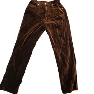 SIGNATURE EXPRESSIONS Brown Velvet Corduroy Pants Women 28 Waist